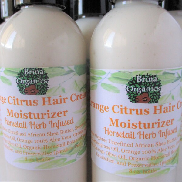 Herbal Orange Citrus Hair Cream Lotion, Natural Hair Product, Brina Organics
