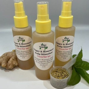 Ginger & Rosemary Herbal Scalp Tonic, Refreshing Hair Spray, Potent Formula. Scalp Care Spray, Brina Organics