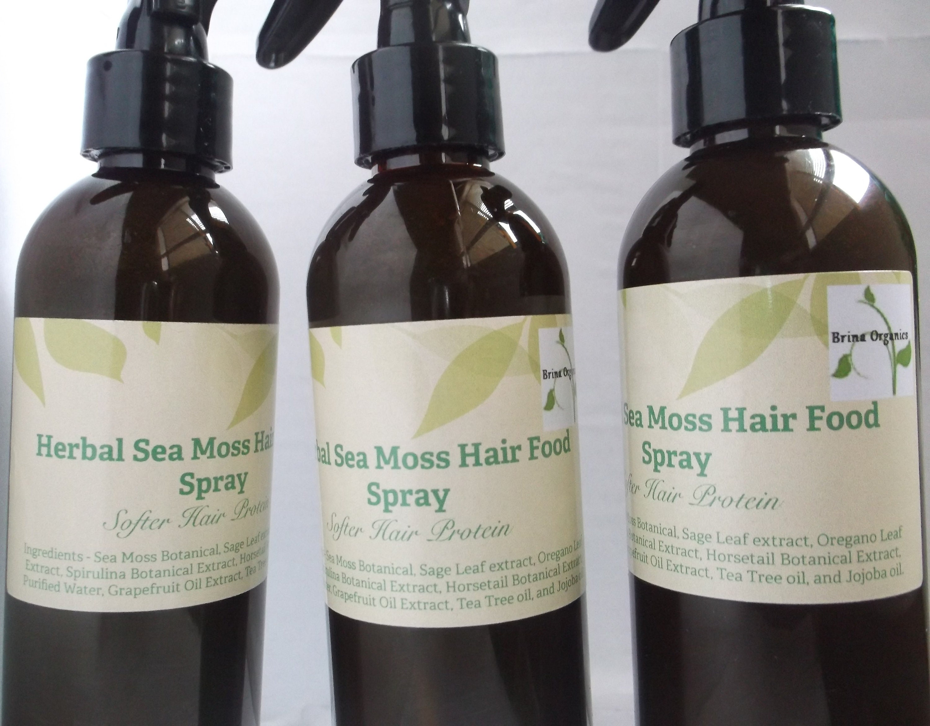 Herbal Sea Moss Hair Food Spray 8 Ounces Protein Nourishment Hair Growth Hair Strength Healthy Scalp Brina Organics