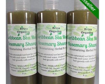 Sea Moss & Rosemary Natural Shampoo 8 oz. or 16 oz. Moisturizing Shampoo, Sulfate-free Shampoo, BESTSELLER, Brina Organics