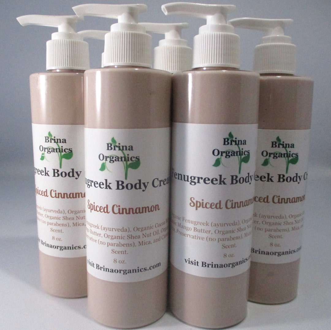Fenugreek Body Cream 8 Oz. or 16 Oz., Spiced Cinnamon, Brina Organics