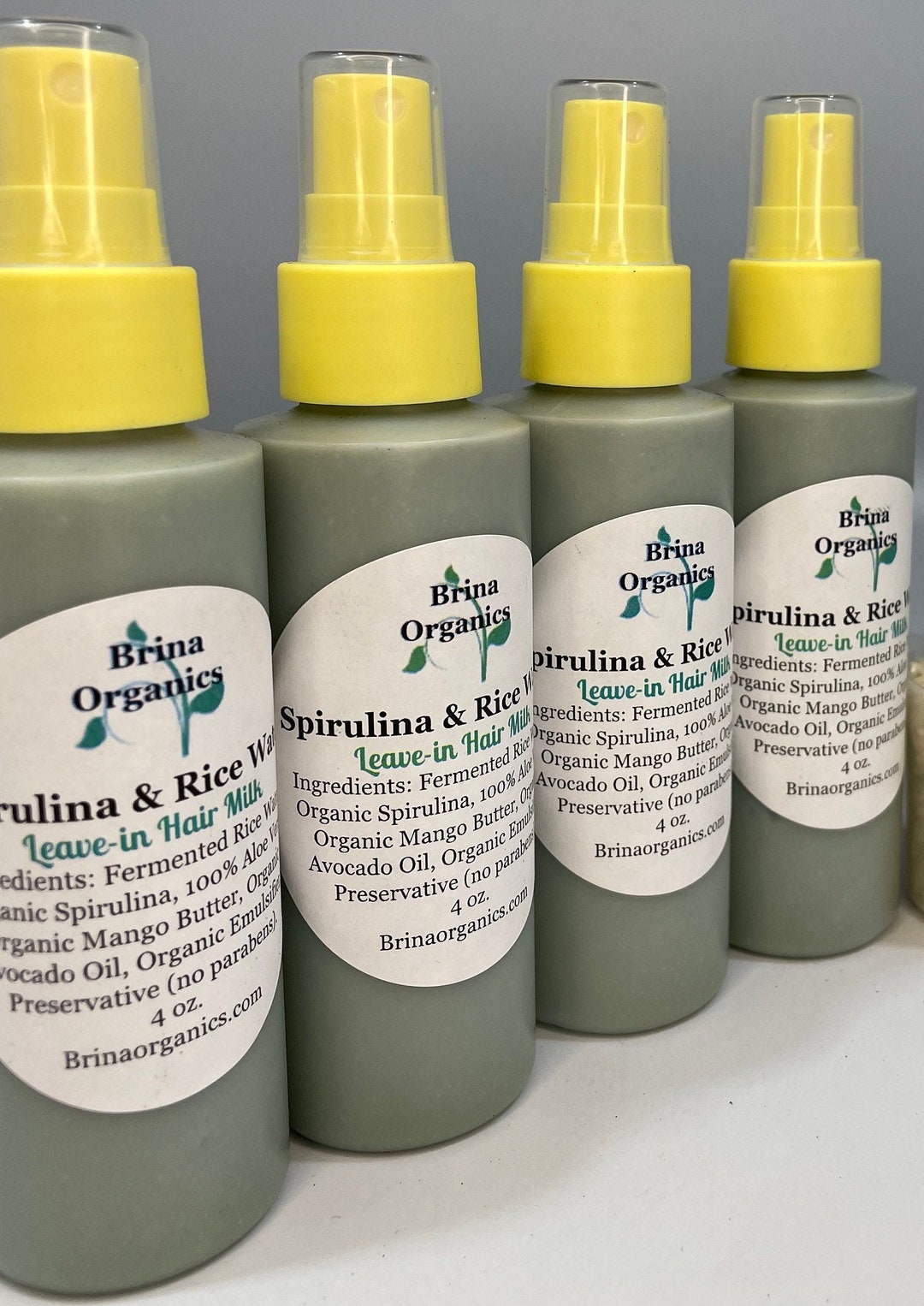 Spirulina & Rice Water Leavein Hair Milk 4 Oz. or 8 Oz, Natural
