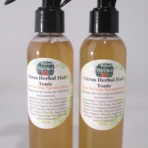 Citrus Green Tea Clean Scalp Tonic, Potent Formula 4 oz. - 12 oz., Refresher Hair Spray, Moisture Hair Spray, Brina Organics