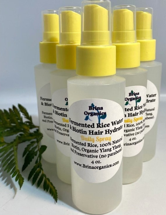 Brina Organics Fermented Rice Water & Biotin Hair Tonic: Daily Hydrating Spray for Hairline Edges and Scalp