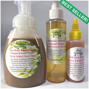 Sea Moss Skincare Bundle: Herbal Facial Wash, Toner, and Serum