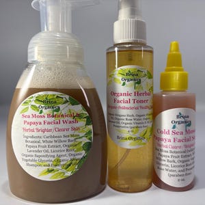 Sea Moss Skincare Bundle - Facial Wash, Herbal Facial Toner, and Facial Serum