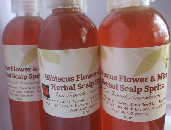 Hibiscus Flower Mint Herbal Scalp Spritz 8 Oz Hair Growth Etsy