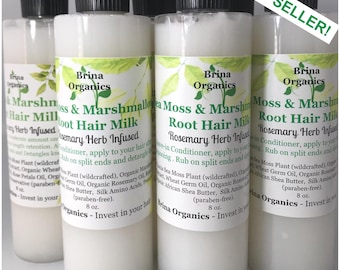 Sea Moss & Marshmallow Root Leave-In Hair Milk: Rosemary-Infused Natural Conditioner, Brina Organics