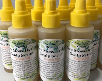 Caribbean Sea Moss Herbal Scalp Serum 2 oz. - 8 oz., Jamaican Black Castor Oil, Rosemary, Neem, Clove, Horsetail Herb, BESTSELLER