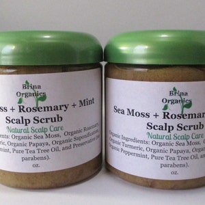 Sea Moss + Rosemary + Mint Scalp Scrub, Gentle Massage Scrub, Brina Organics