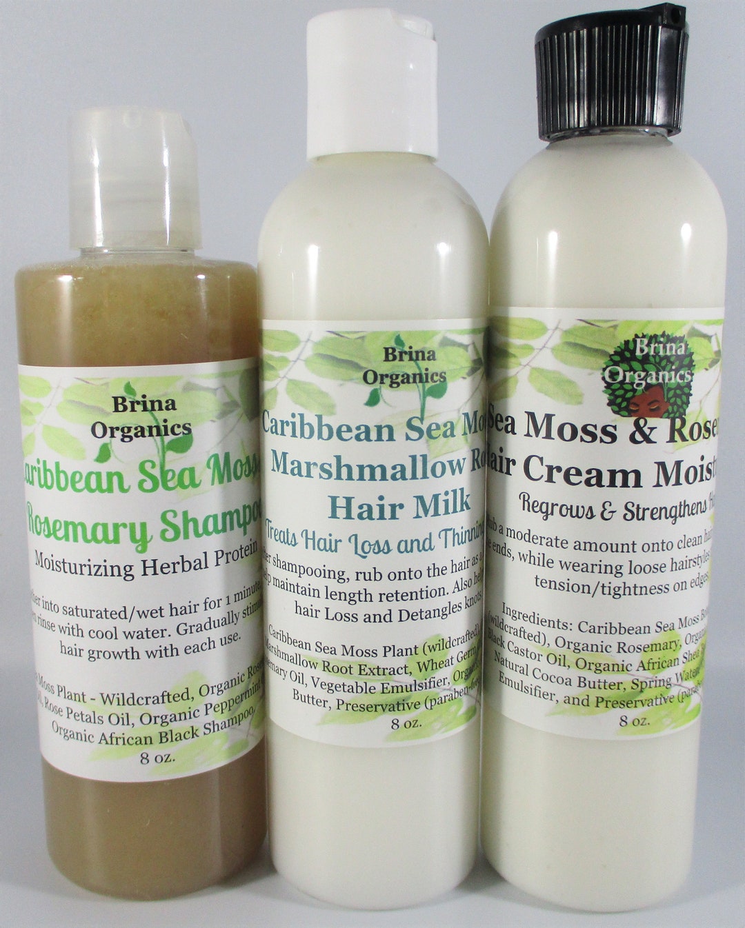 Sea Moss Hair Care Bundle, 3 Step Natural Hair Products, Herbal Growth