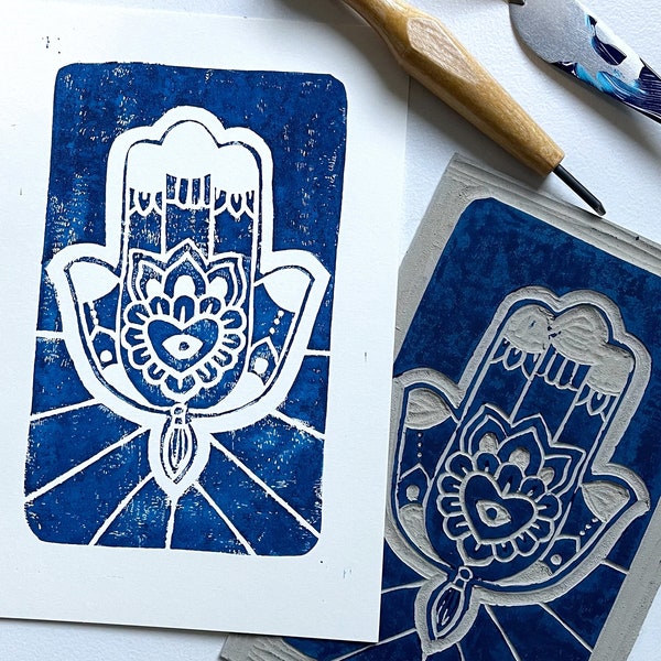 KHAMSA BLUE Linogravure