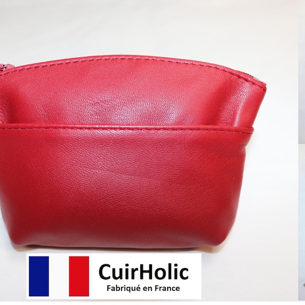 Trousse Maquillage en Cuir d'Agneau Véritable S