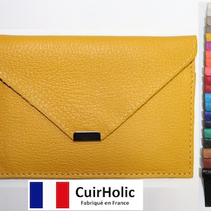 Porte Papiers Enveloppe en Cuir de Chèvre Véritable Taille M image 1