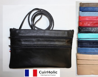 Pochette à Bandoulière en Cuir d'Agneau Véritable Léa L