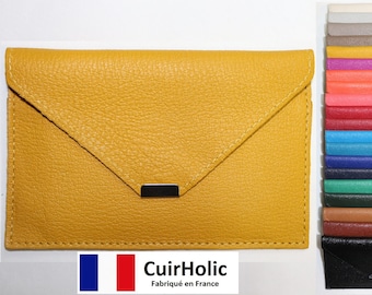 Porte Papiers Enveloppe en Cuir de Chèvre Véritable Taille M