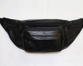 Pouch banana Watson Mens XL Black genuine lambskin leather