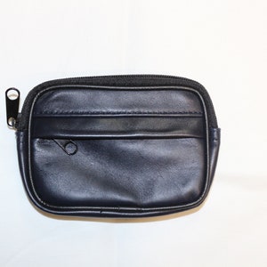 Pochette Ceinture Noire S en Cuir d'Agneau Véritable Bleu Nuit