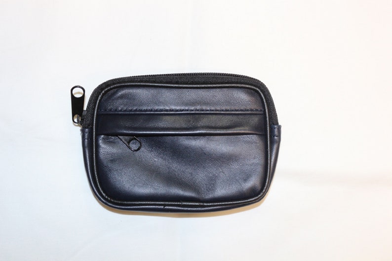 Pochette Ceinture Noire S en Cuir d'Agneau Véritable Bleu Nuit