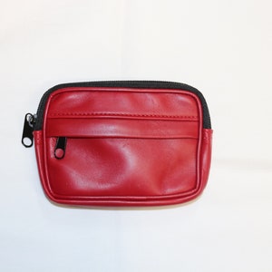 Pochette Ceinture Noire S en Cuir d'Agneau Véritable Rouge