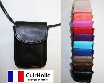 Etui Paquet de Cigarette ou Téléphone - Mini Pochette Bandoulière - Cuir d'Agneau Véritable