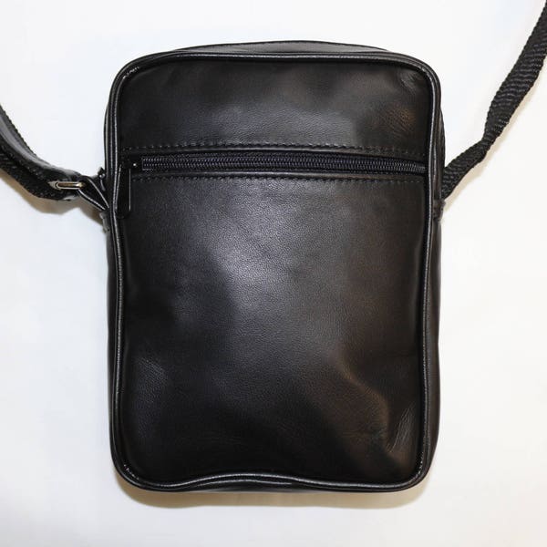 Pochette à Bandoulière en Cuir d'Agneau Véritable pour Homme XS Noire