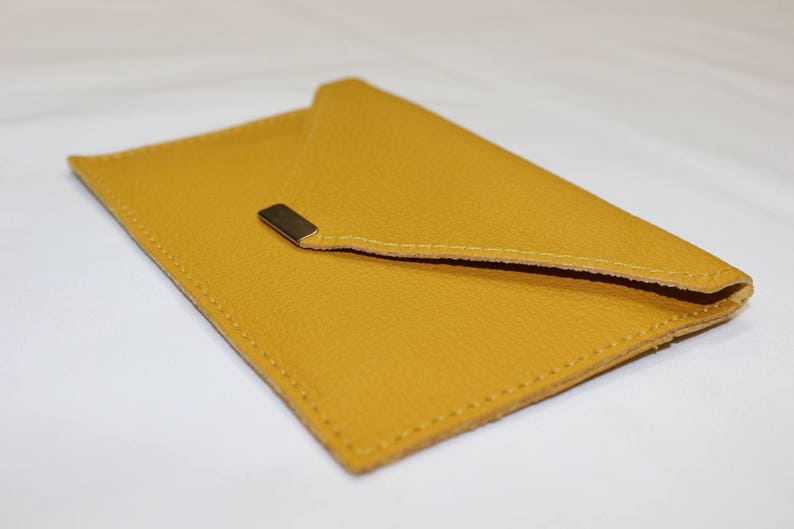 Porte Papiers Enveloppe en Cuir de Chèvre Véritable Taille M image 3