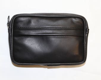 Pocket belt black genuine leather M