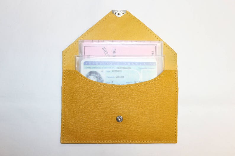 Porte Papiers Enveloppe en Cuir de Chèvre Véritable Taille M image 4