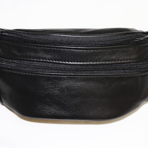 Watson Genuine Lambskin Leather Men&#39;s Fanny Pack M Black