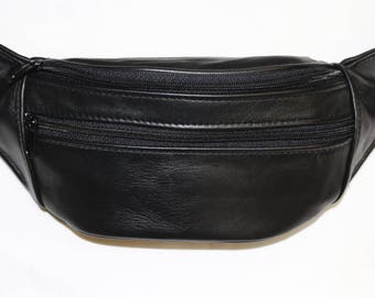 Watson Banana Pouch in Genuine Lamb Leather for Man M Black