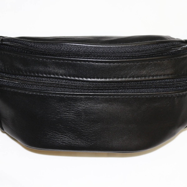 Pochette Banane Watson en Cuir d'Agneau Véritable pour Homme M Noire