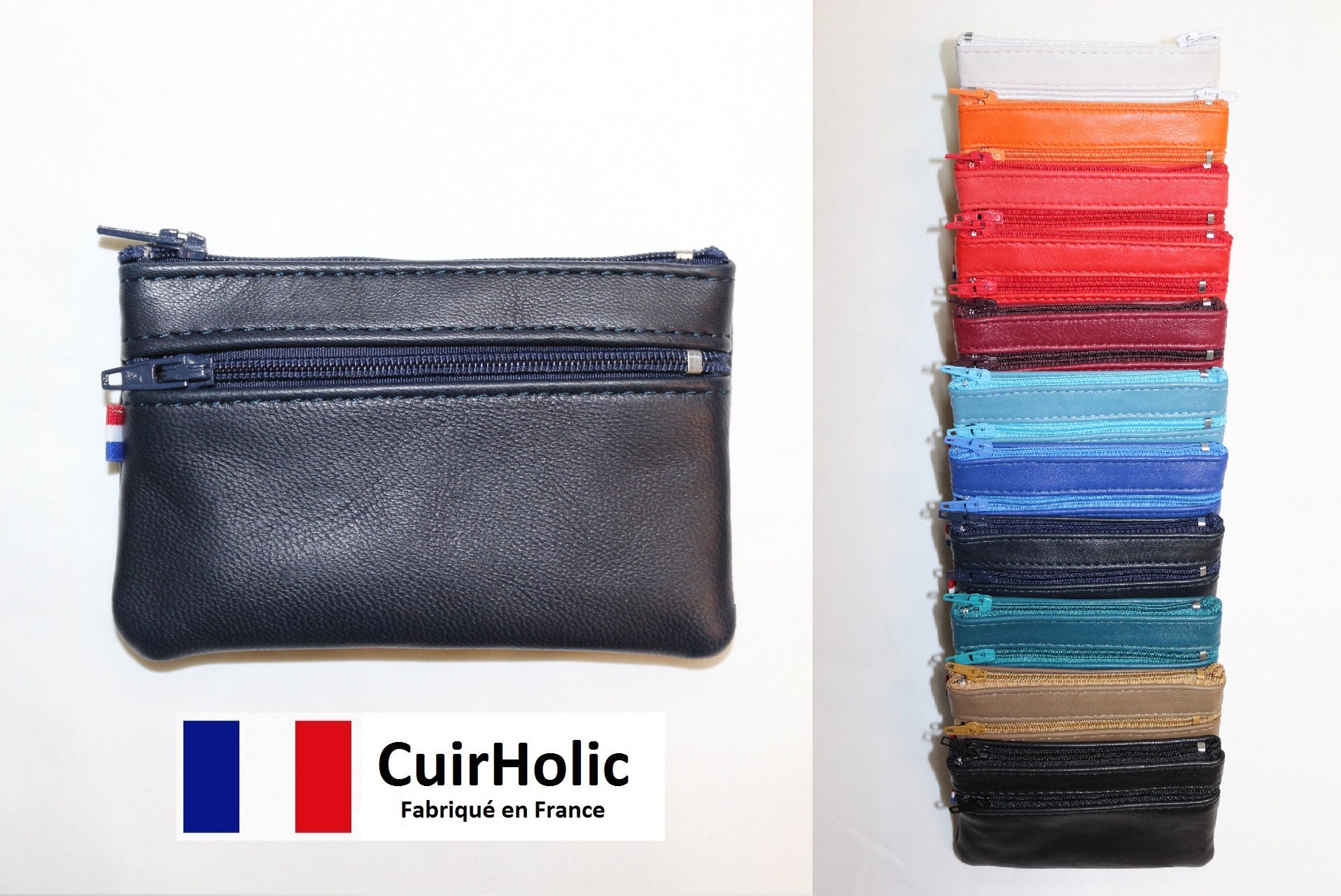 Porte monnaie anglais en cuir d'agneau véritable s