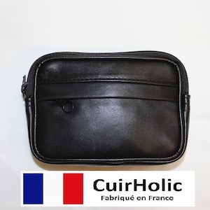 Pochette Ceinture Noire S en Cuir d'Agneau Véritable