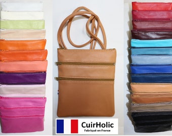 Bolsa de ombro para celular Zoé S em couro de cordeiro genuíno.