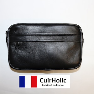 Pochette Ceinture Noire XL en Cuir d'Agneau Véritable