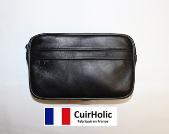 Pochette Ceinture Noire XL en Cuir d'Agneau Véritable