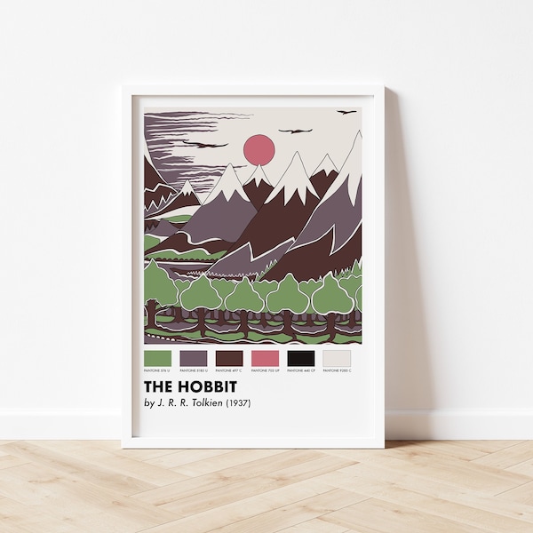 L’estampe d’art inspirée du Hobbit | Palette de couleurs Pantone | Affiche Swatch couleur | | d’impression classiques | d’affiches de la bibliothèque littéraire Le Seigneur des Anneaux