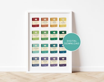 DIGITALE PRINT | Rainbow Penguin klassiekers digitale print | Klassieke boekomslagen | Bibliotheekposter | Digitaal downloaden