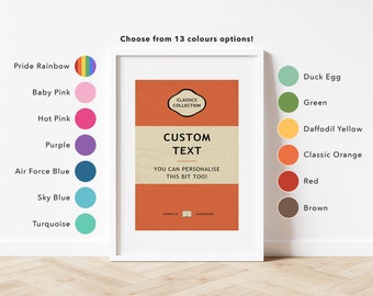 Aangepaste Penguin Boeken Poster Print | Gepersonaliseerde afdruk met aangepaste tekst- en | Klassieke boeken | Bibliotheek Poster | Klaslokaal Poster