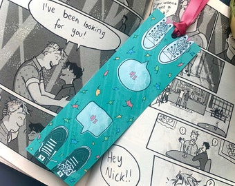 Nick and Charlie Pastel Leaves Bookmark | LGBT BookTok "Boy Meets Boy" Bookmark