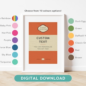DIGITAL DOWNLOAD | Custom Penguin Books Poster | Personalized Print with Custom Text and Colour | Classic Books | Library Poster
