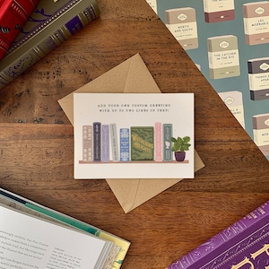 Romance Classics Bookshelf Card | Jane Austen| Aangepaste gepersonaliseerde tekst | Leesgrage wenskaart | Trots en vooroordelen, Wuthering Heights