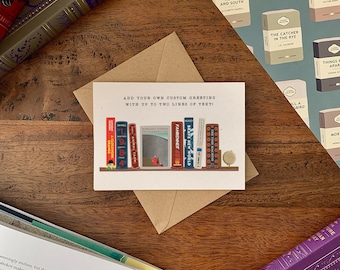 Dystopian Literature Bookshelf Card | Custom Personalized Text | Birthday Card | Bookish Greeting Card | Orwell, Handmaid's Tale, and More