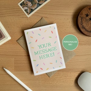 Carte de voeux de message PERSONNALISÉE | de célébration de confettis | Merci, félicitations, mariage, retraite, anniversaire, anniversaire