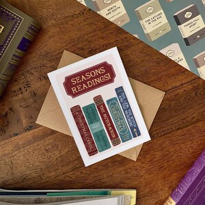 Letture stagionali Biglietto di Natale libresco / Piccole donne, Lo Schiaccianoci, Charles Dickens, Libri di Natale / Biglietto di Natale per gli amanti dei libri