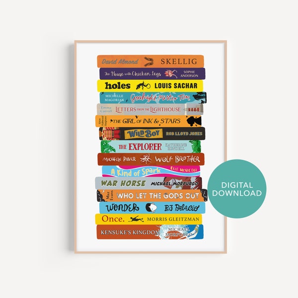 DIGITAL PRINT | Children's Book Stack Digital Print | Classroom Poster | Gifts for Teachers | Book Poster | Library Decor | Digital Download