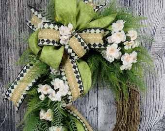 Wreath for Front Door-Spring Wreath-Farmhouse Wreath-Greenery Wreath-Rustic Wreath-Country Wreath-Year Round Wreath-Everyday Wreath