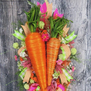 XL Easter Carrot Wreath – Floral Spring Door Decor