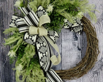 Wreath for Front Door-Spring Wreath-Farmhouse Wreath-Greenery Wreath-Rustic Wreath-Country Wreath-Year Round Wreath-Everyday Wreath
